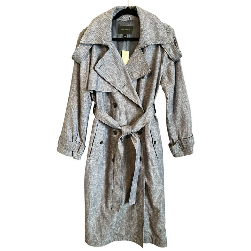 Banana Republic Classic Herringbone Linen Blend Trench Coat